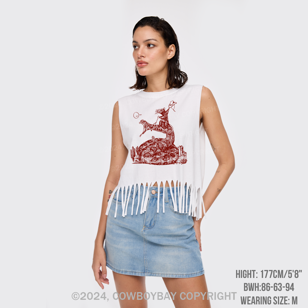 Funny Cowboy Mouse Fringe Tank