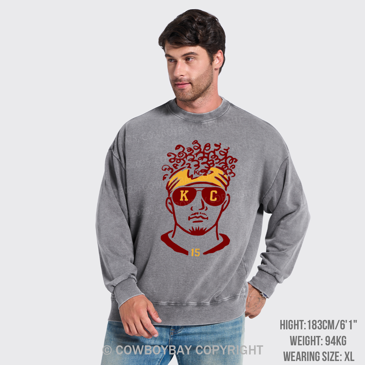Funny KC Football Washed Sweatshirts