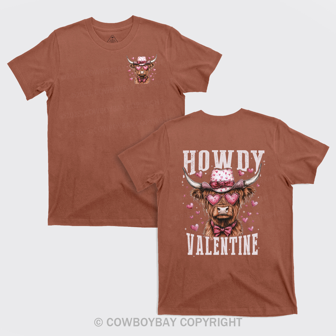 Valentine Highland Cow T-Shirts