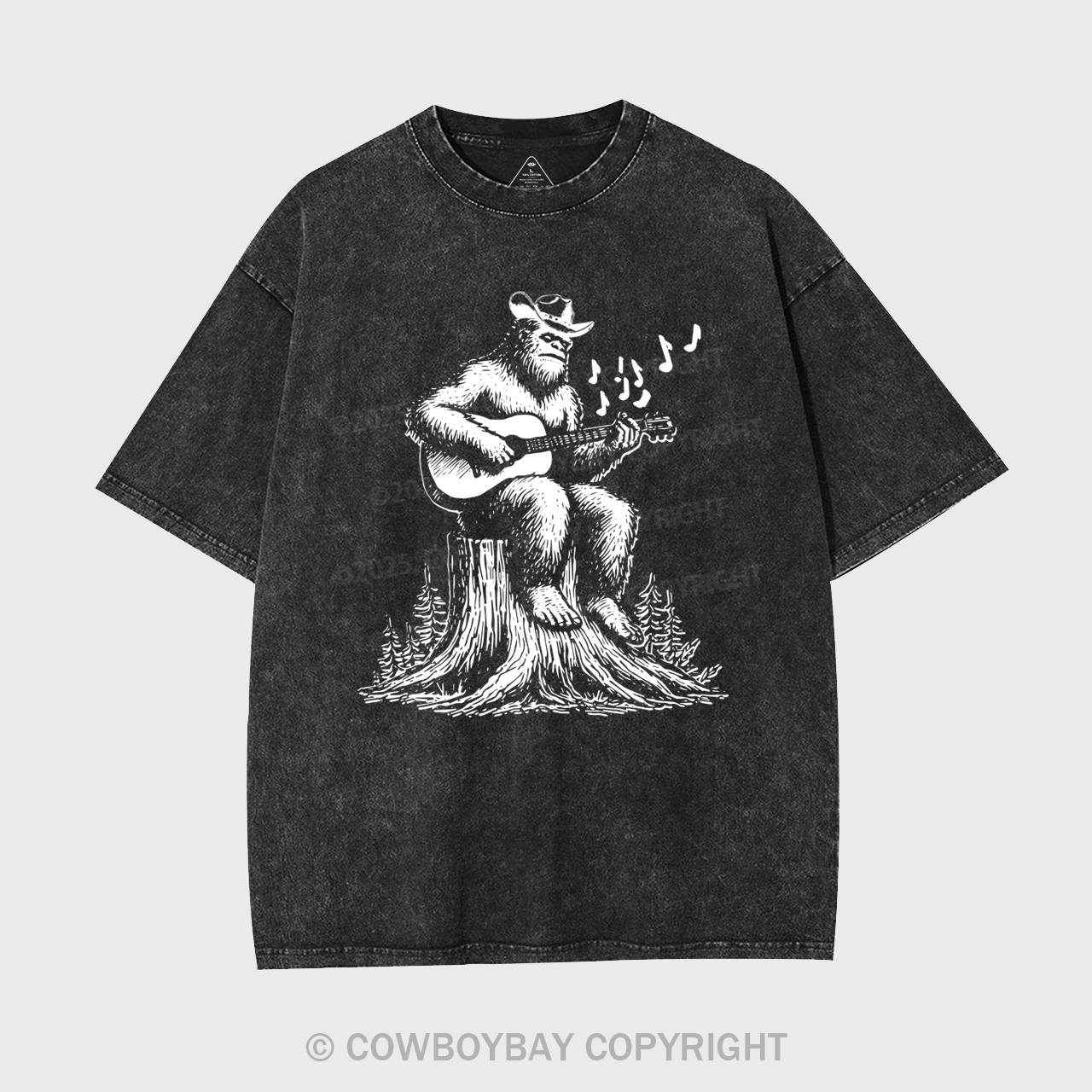 Retro Bigfoot Playing Guitar Garment-dye Tees