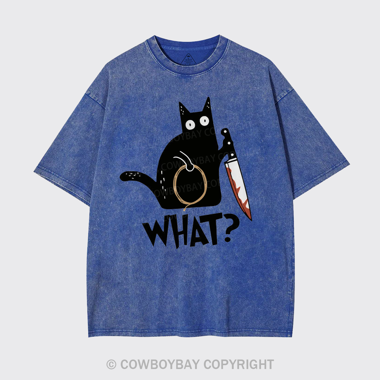 Murderous Black Cat With Knife Garment-dye Tees