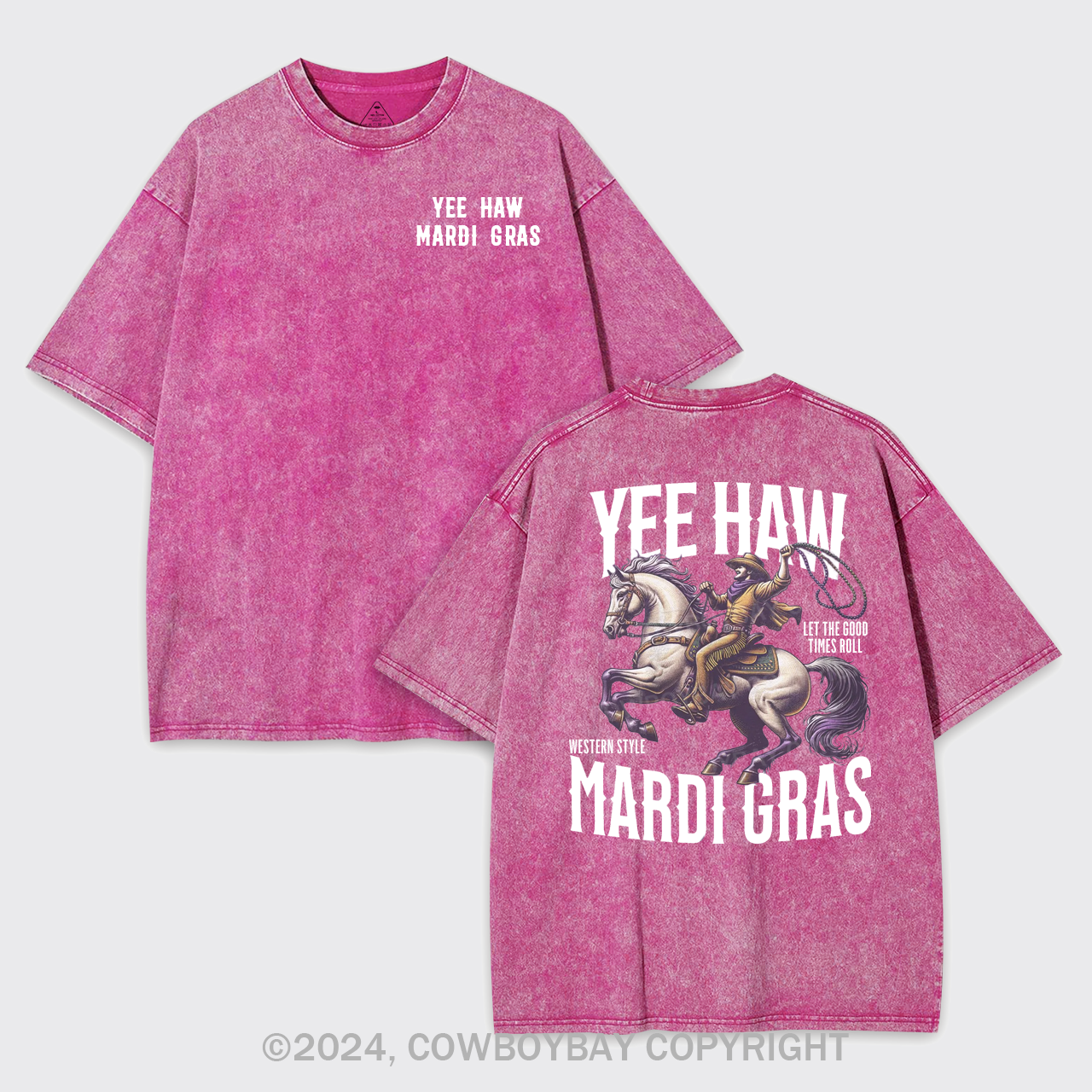 Yee Haw Mardi Gras Garment-dye Tees