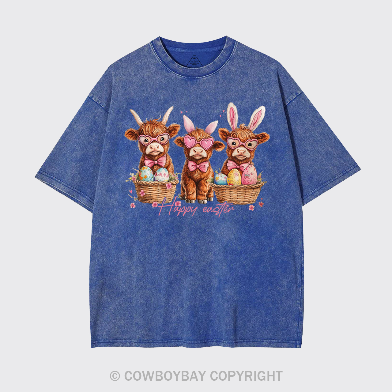 Easter Day Highland Cow Garment-dye Tees