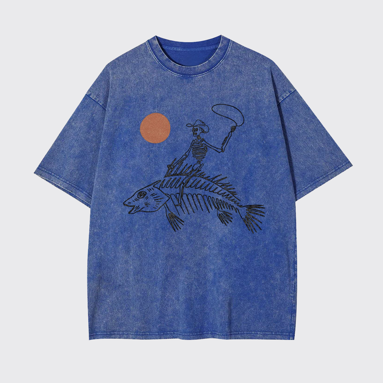 Ride the Waves Skeleton Cowboy Garment-dye Tees