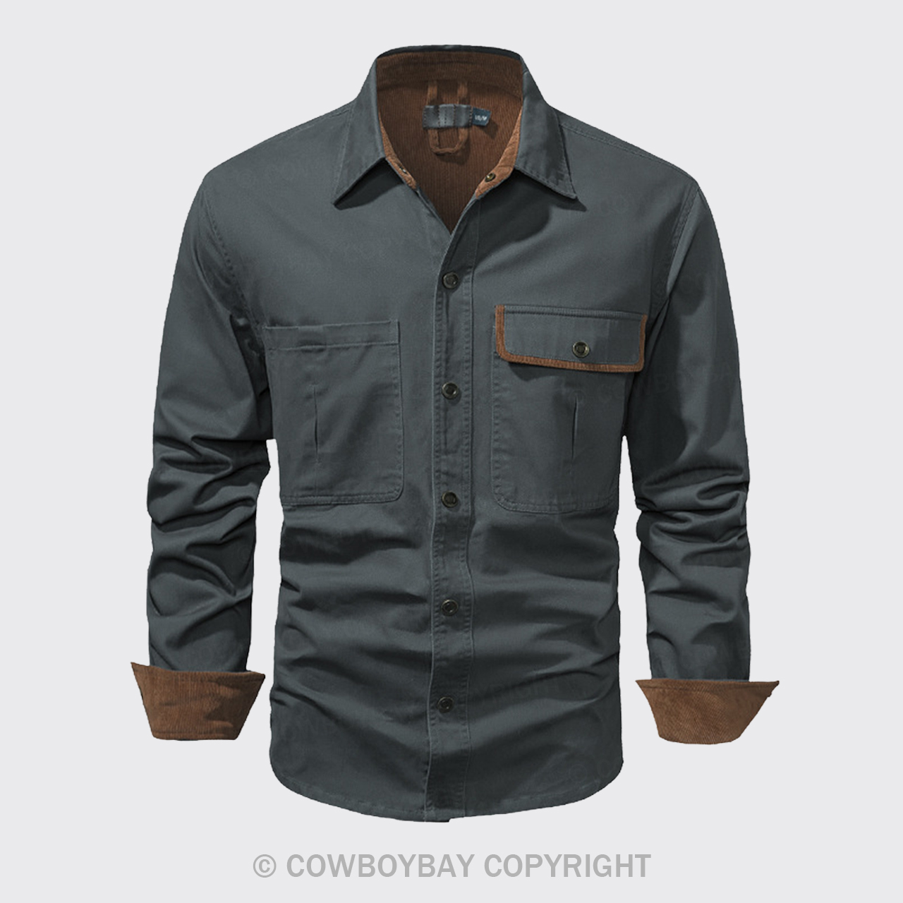 Grey Corduroy Washed Cotton Shirt