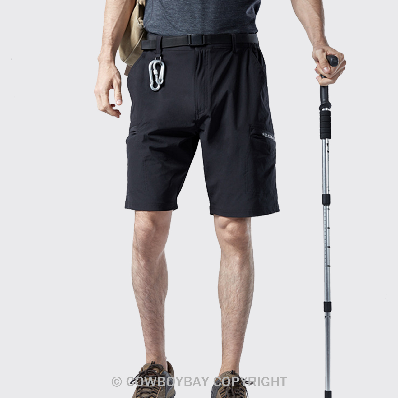 Men's Black Multi-Pocket Quick-Drying Shorts