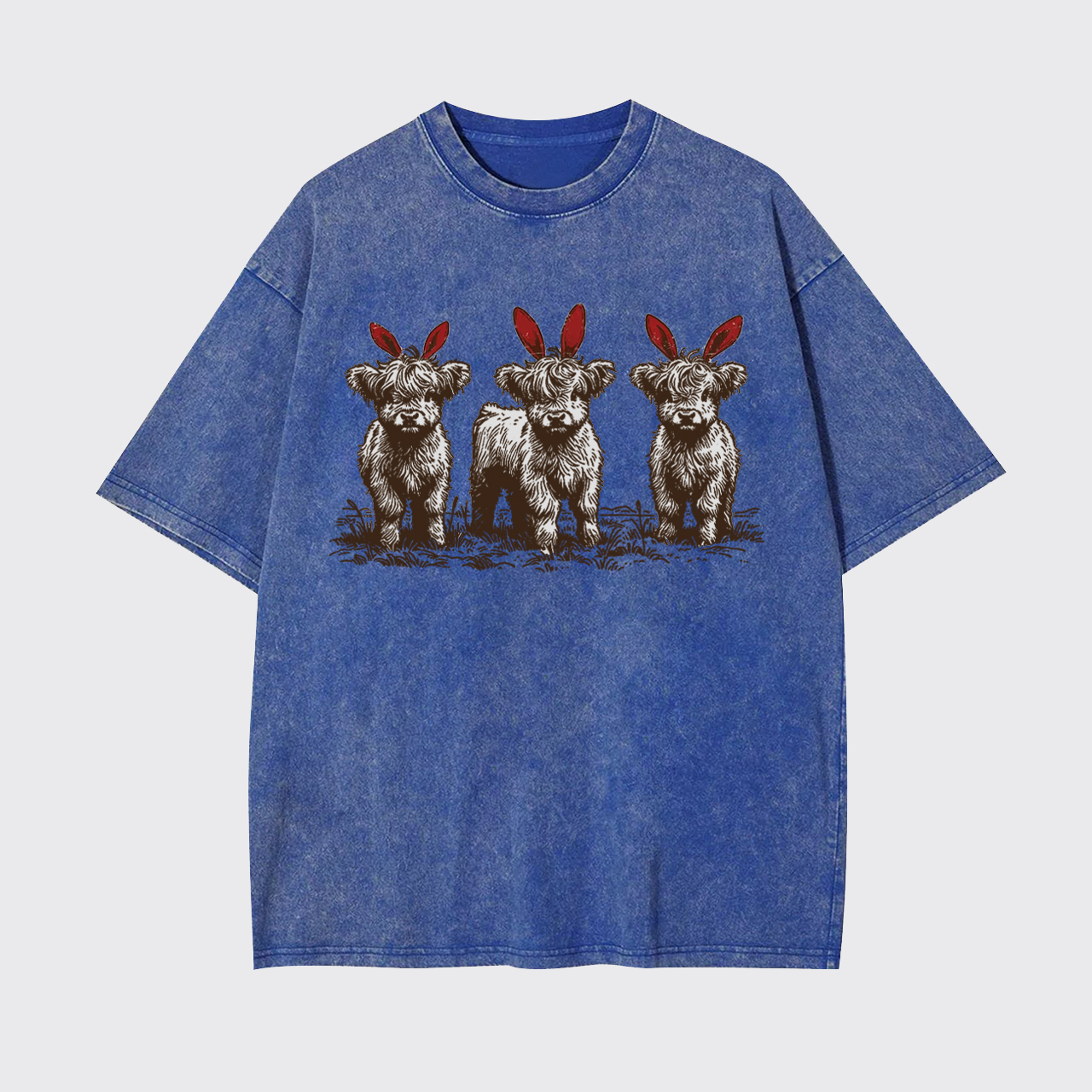 Western Easter Highland Cow Garment-dye Tees