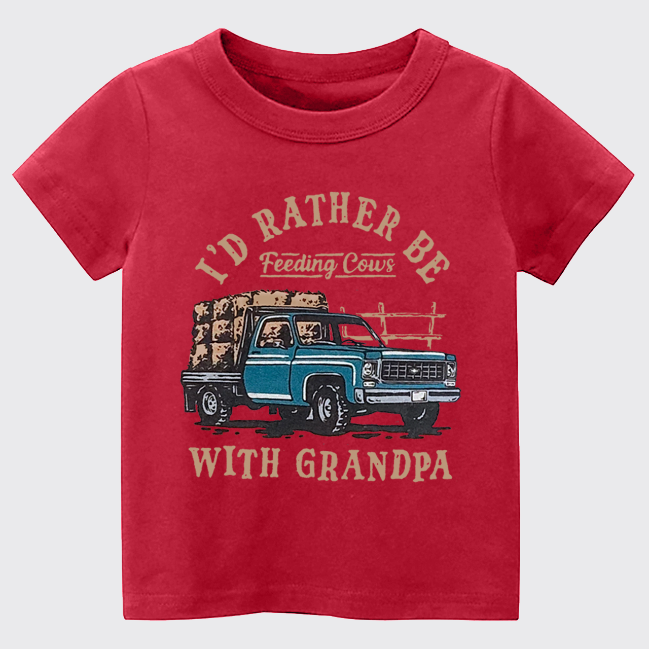 I'd Rather Be Feeding Cows With Grandpa Kids T-shirt