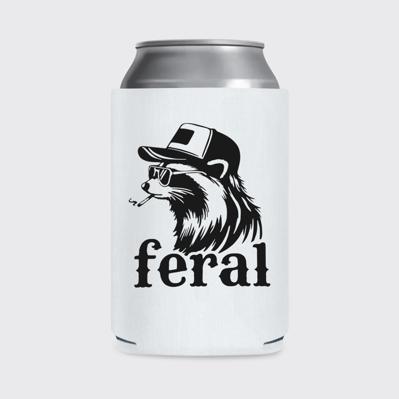 Feral Cowboy Raccoon Koozie