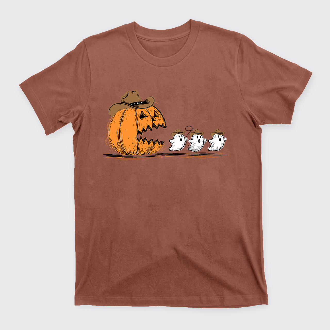 Spooky Halloween Pumpkin Chasing Ghost T-Shirts