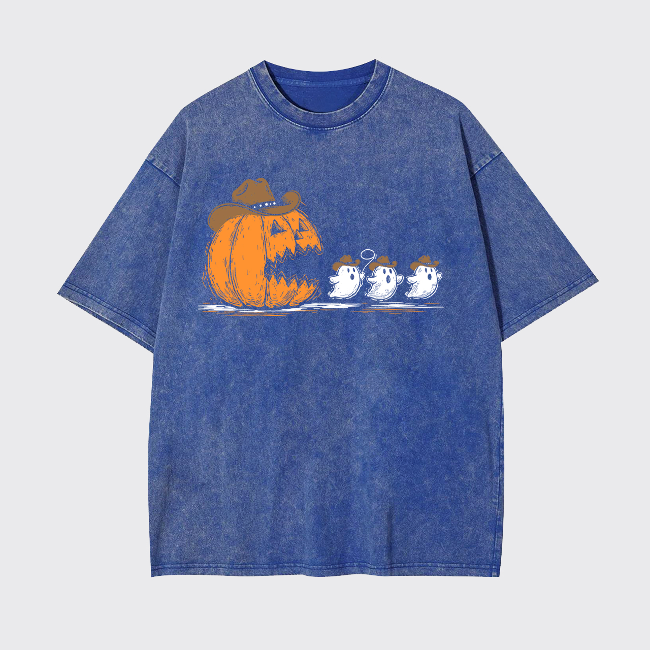 Spooky Halloween Pumpkin Chasing Ghost Garment-dye Tees