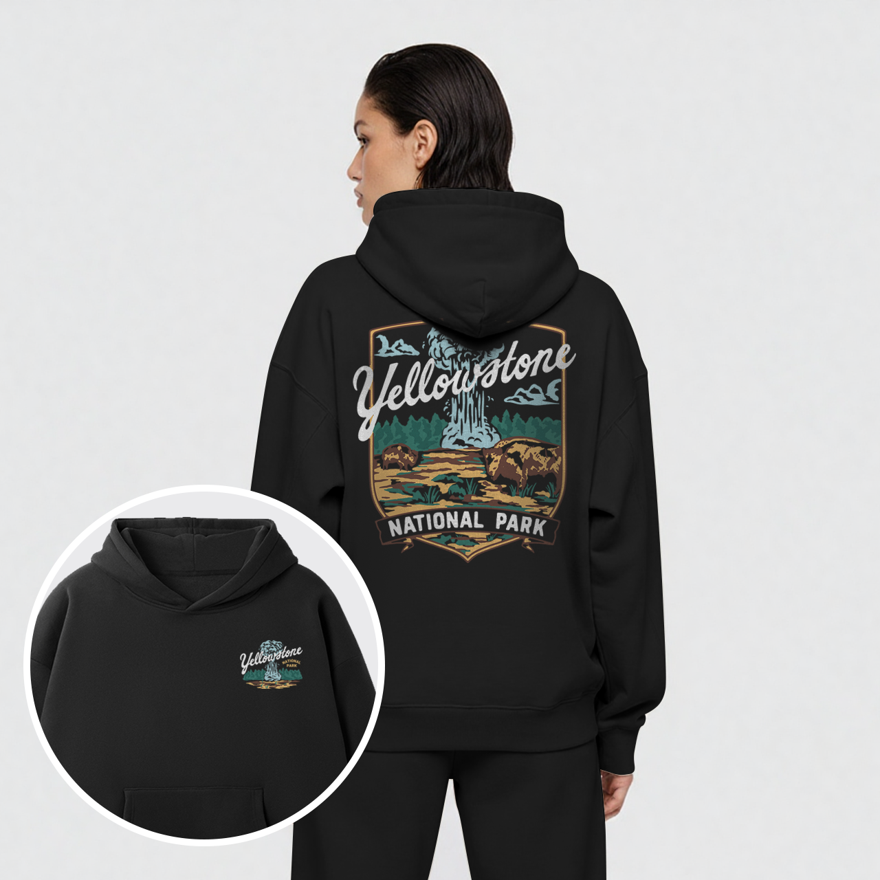 Yellowstone Vintage Illustration Fleece Hoodie Set