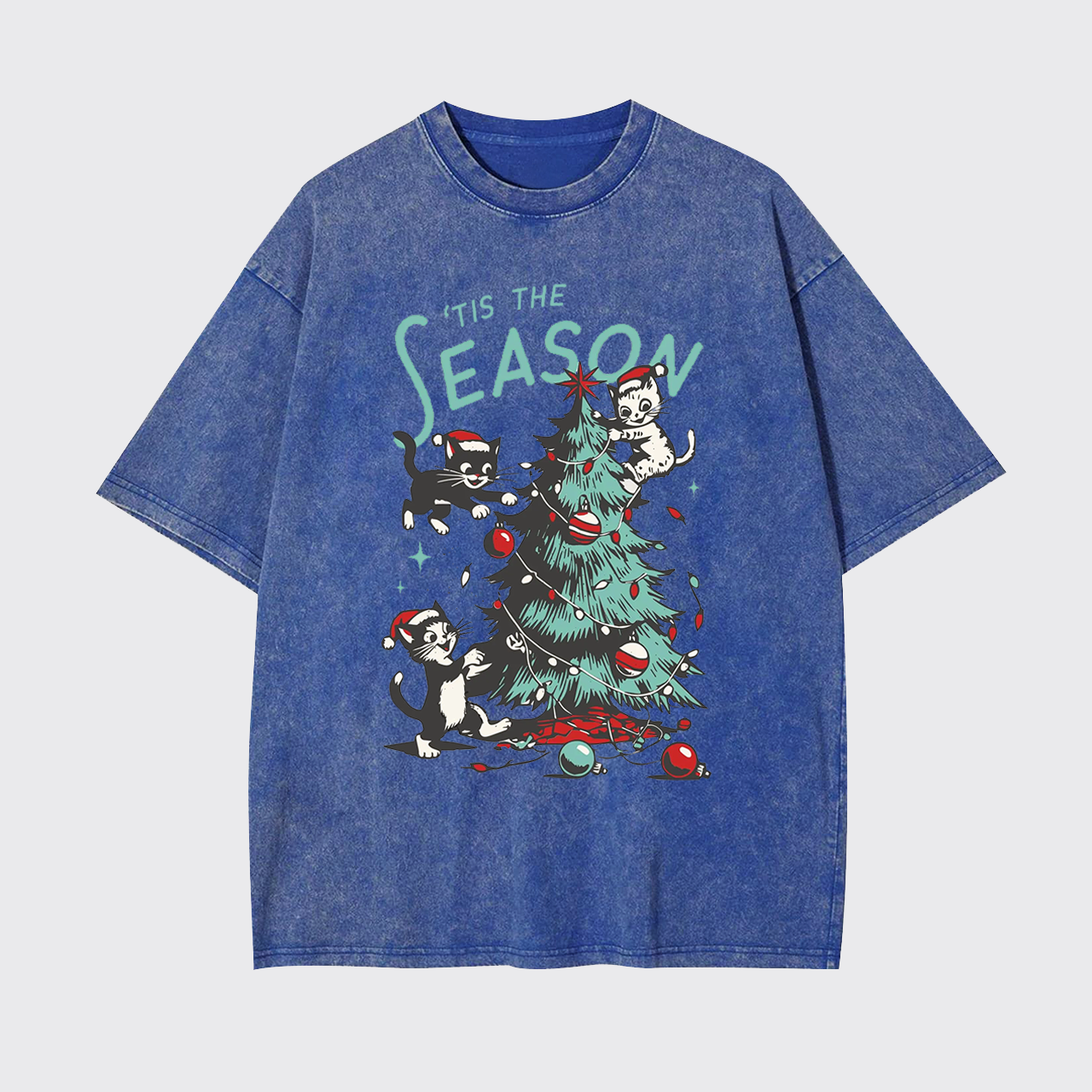 Cats Messing with Christmas Tree Garment-dye Tees