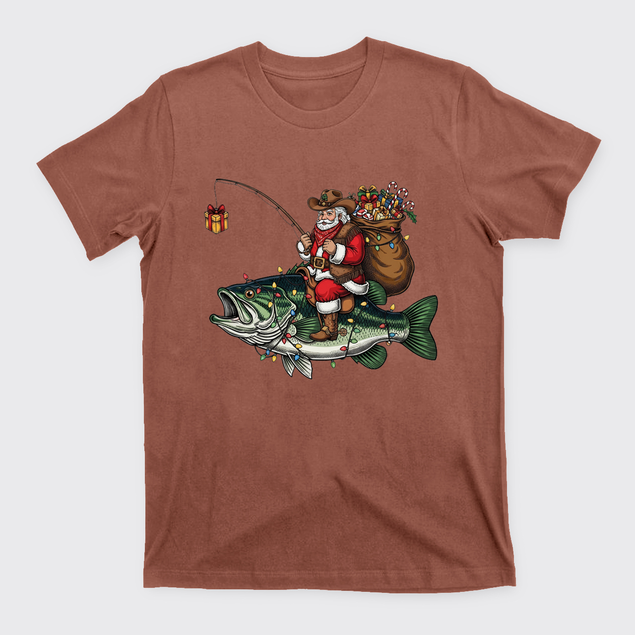 Fishing Santa Christmas Bass Fish T-Shirts