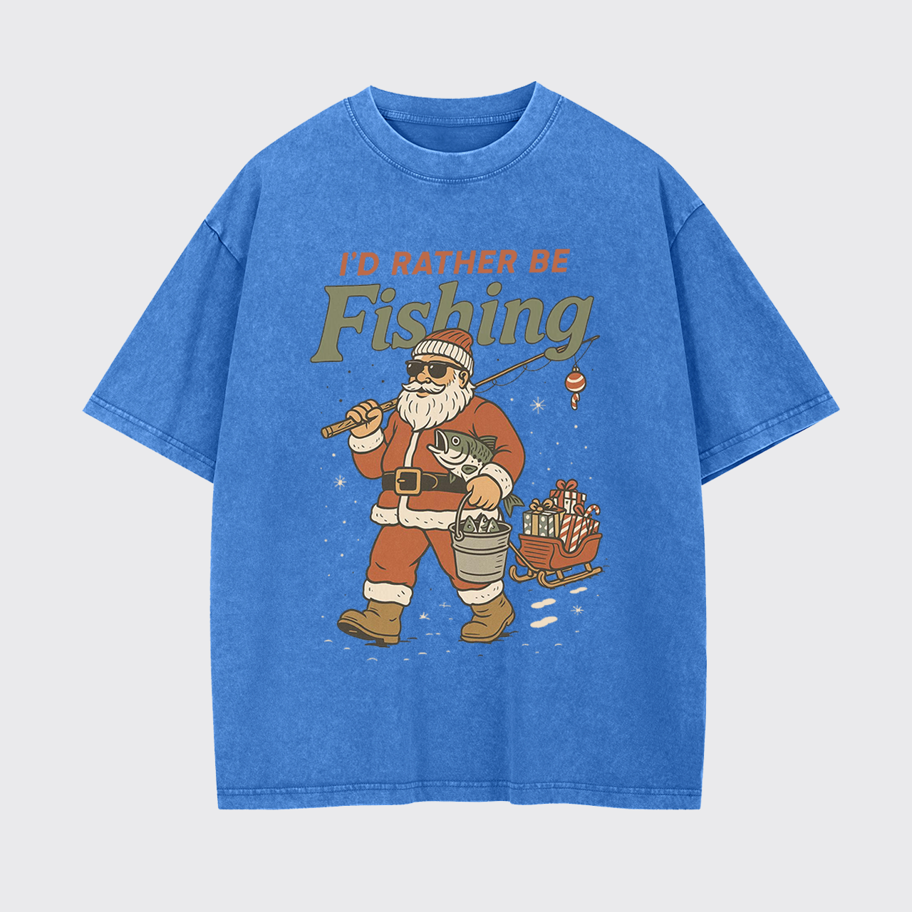 Vintage Santa Fishing Garment-dye Tees