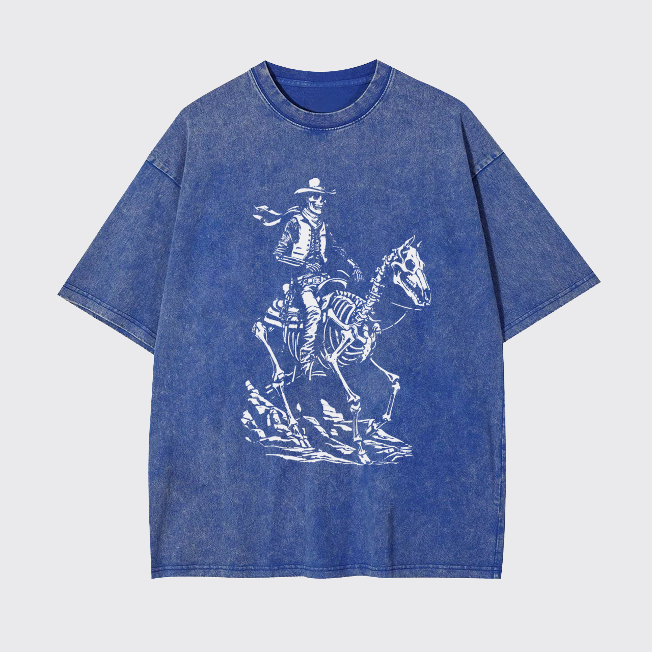 Skeleton Cowboy on Skeleton Horse Garment-dye Tees