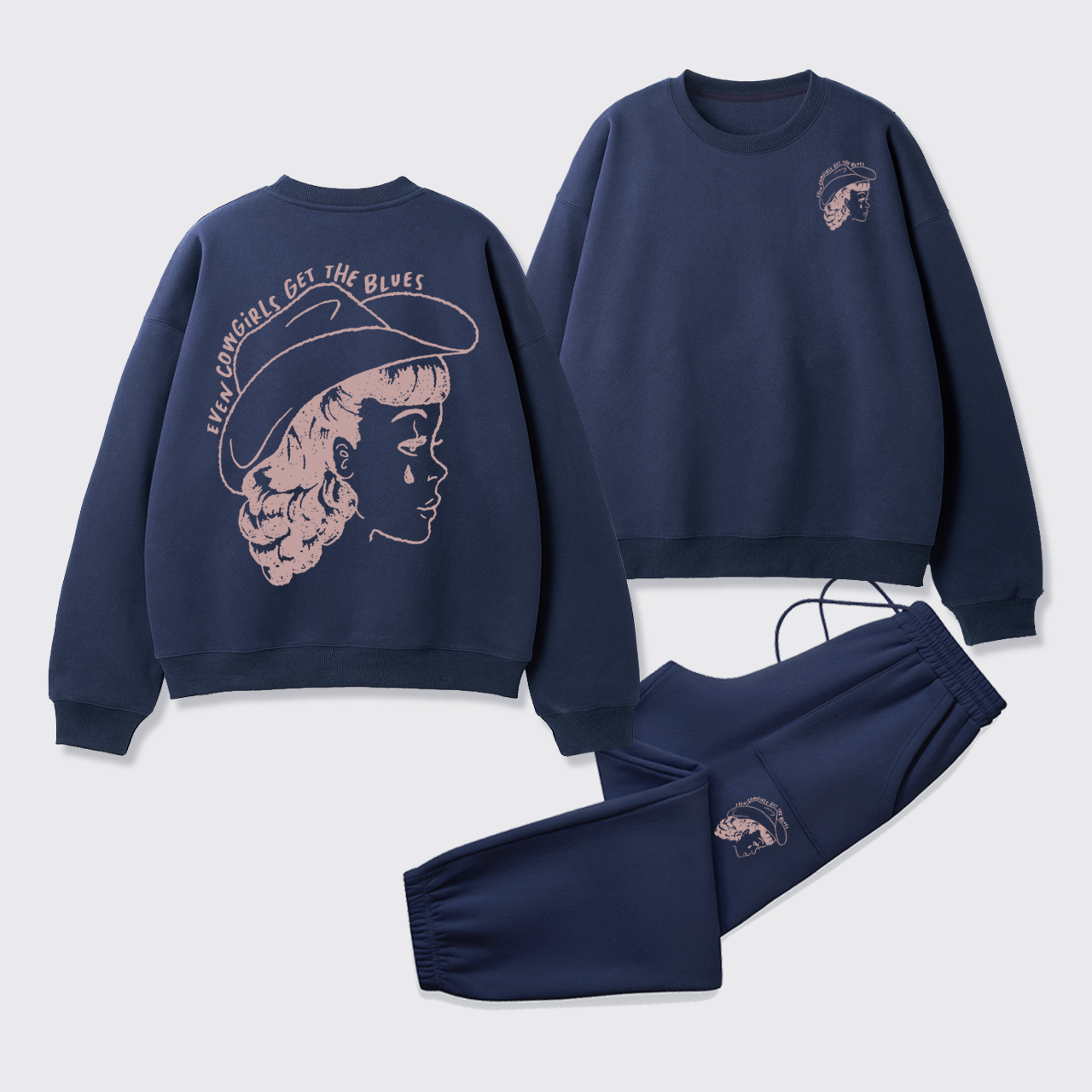 Fleece Even Cowgirls Get The Blues Sweatshirt Set