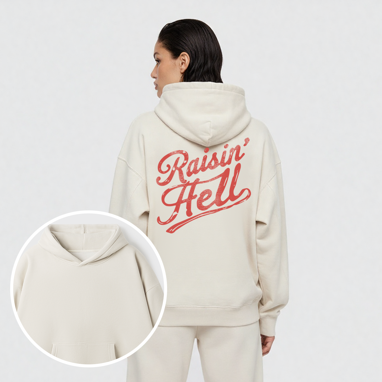 Fleece Vintage Humor Raisin Hell Hoodie Set