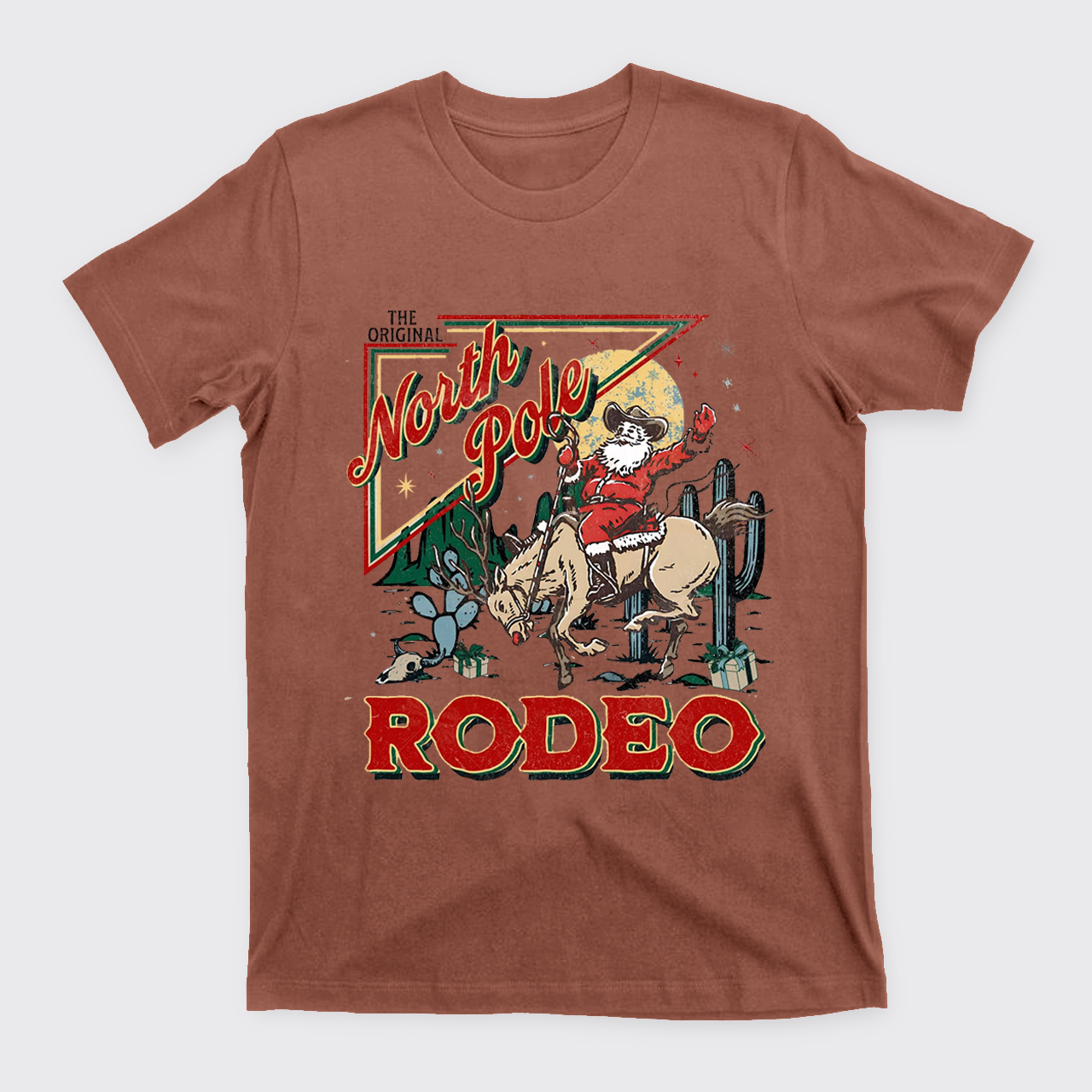 Retro North Pole Rodeo Cowboy Santa Christmas T-Shirts
