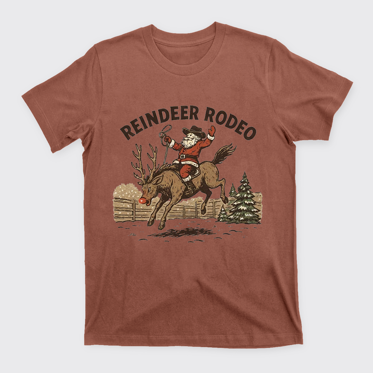 Reindeer Rodeo Santa Cowboy Christmas T-Shirts
