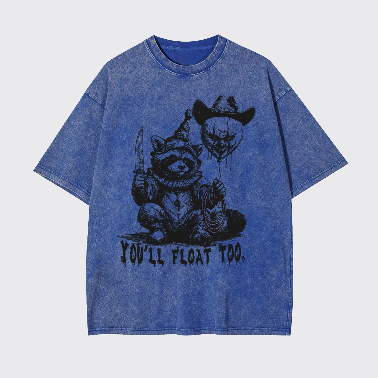 Creepy Clown Raccoon Spooky Halloween Garment-dye Tees