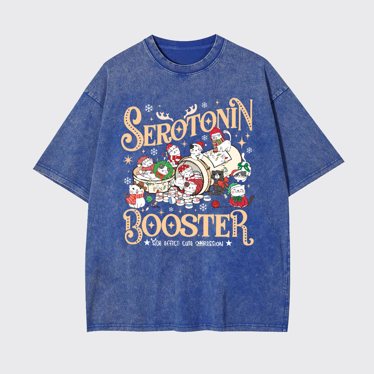 Serotonin Booster Cat Mental Health Christmas Garment-dye Tees