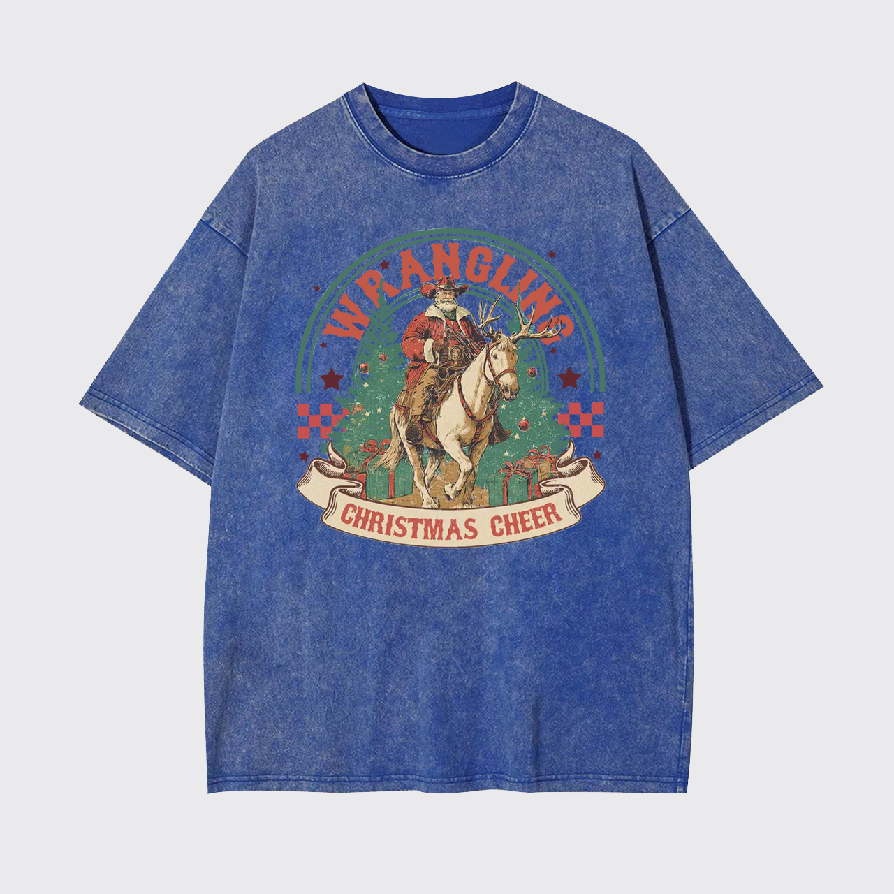 Wrangling Christmas Cheer Cowboy Santa Garment-dye Tees