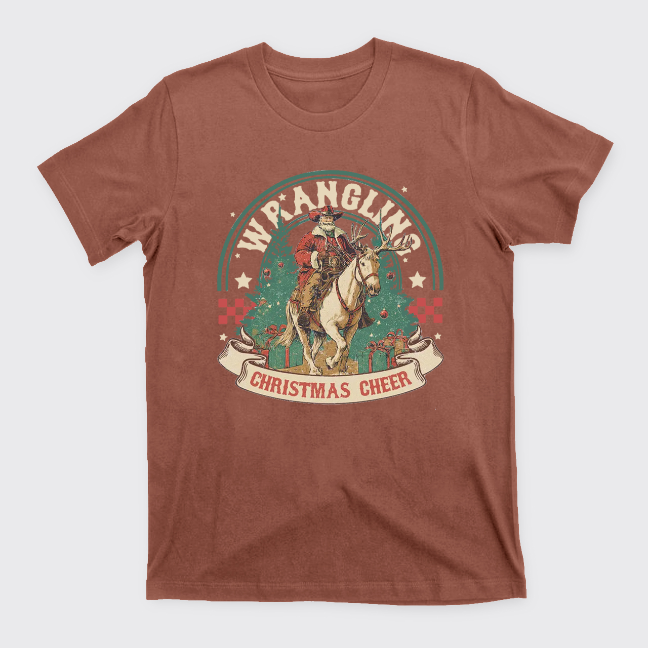 Wrangling Christmas Cheer Cowboy Santa T-Shirts