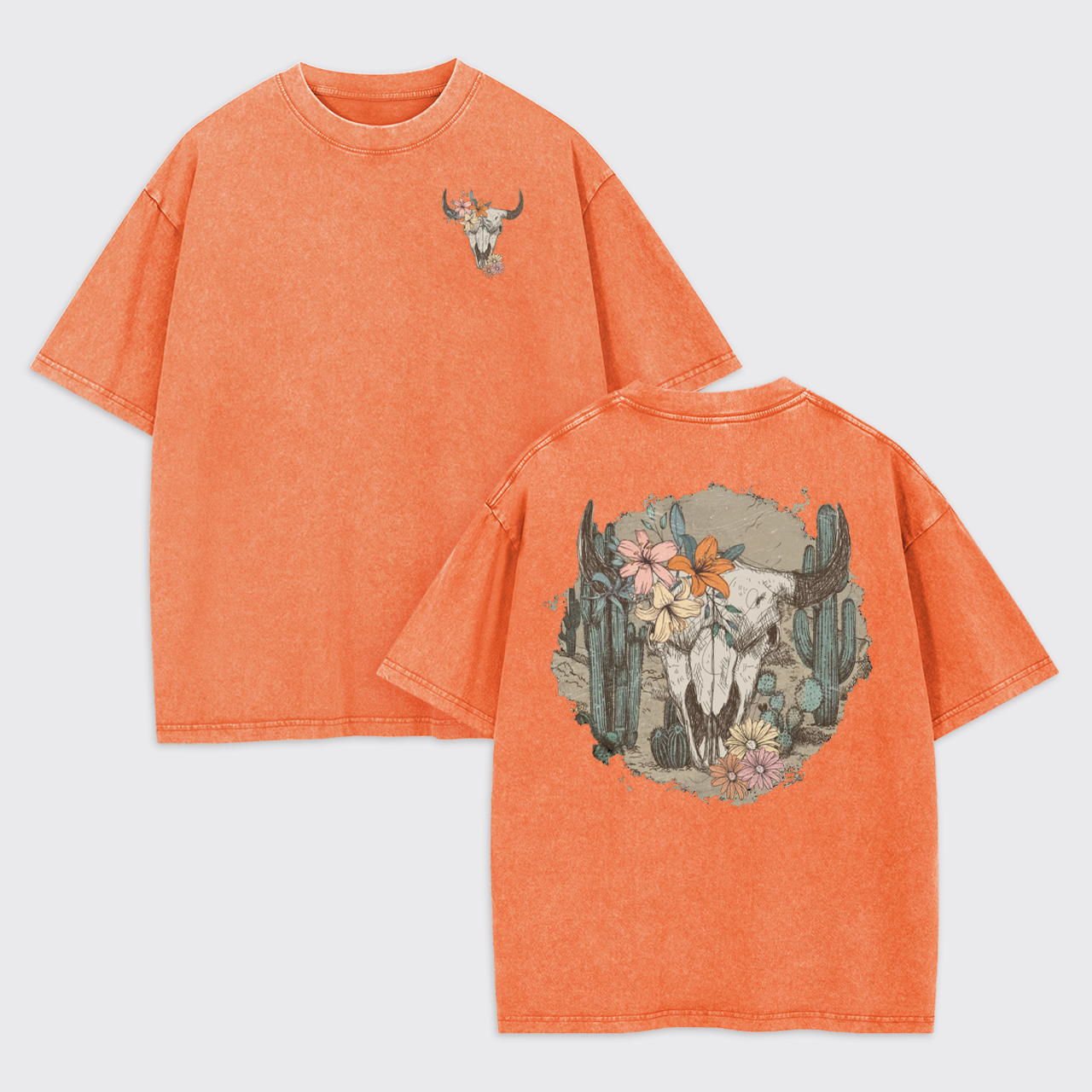 Vintage Cow Skull Garment-dye Tees