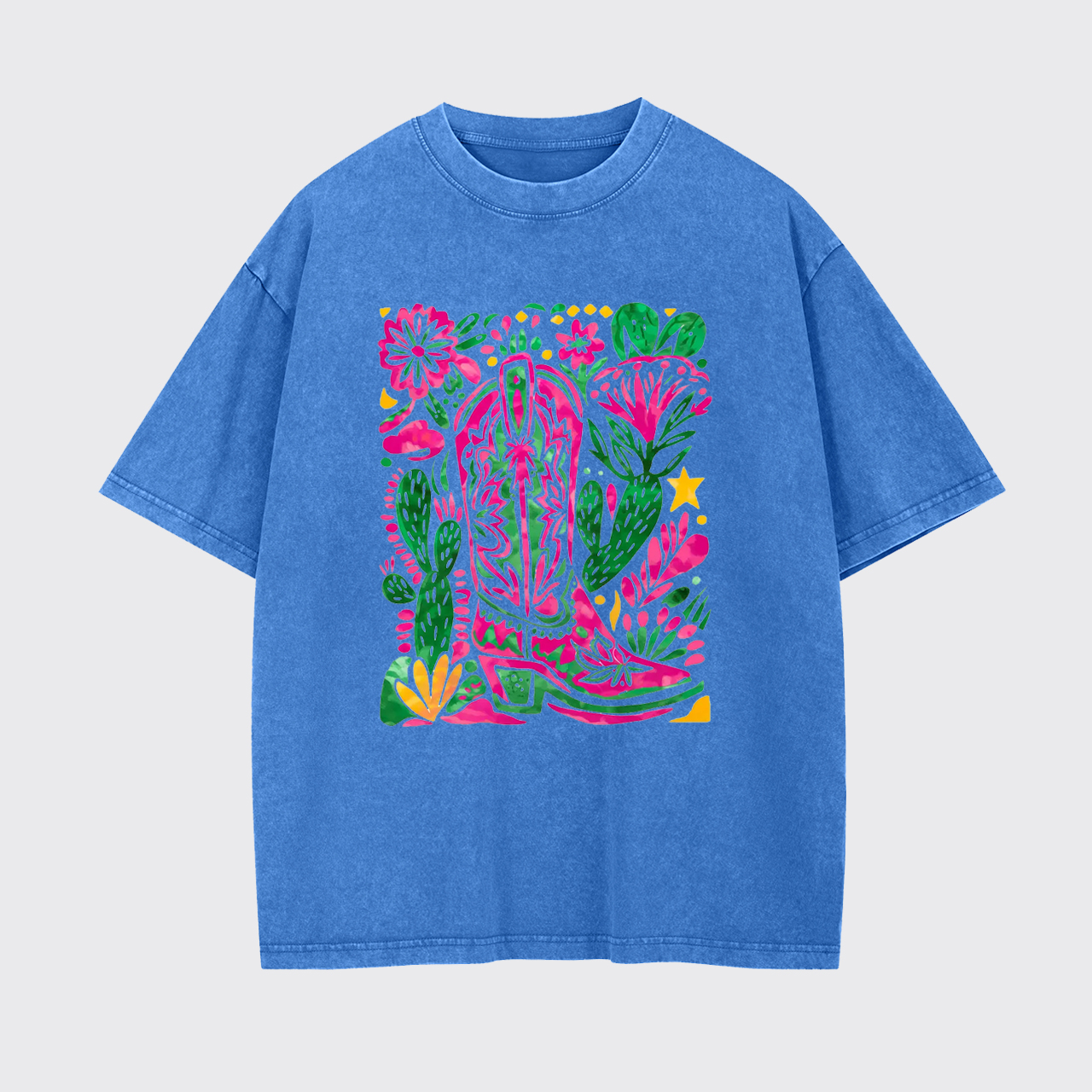 Western Floral Cowboy Boot Garment-dye Tees