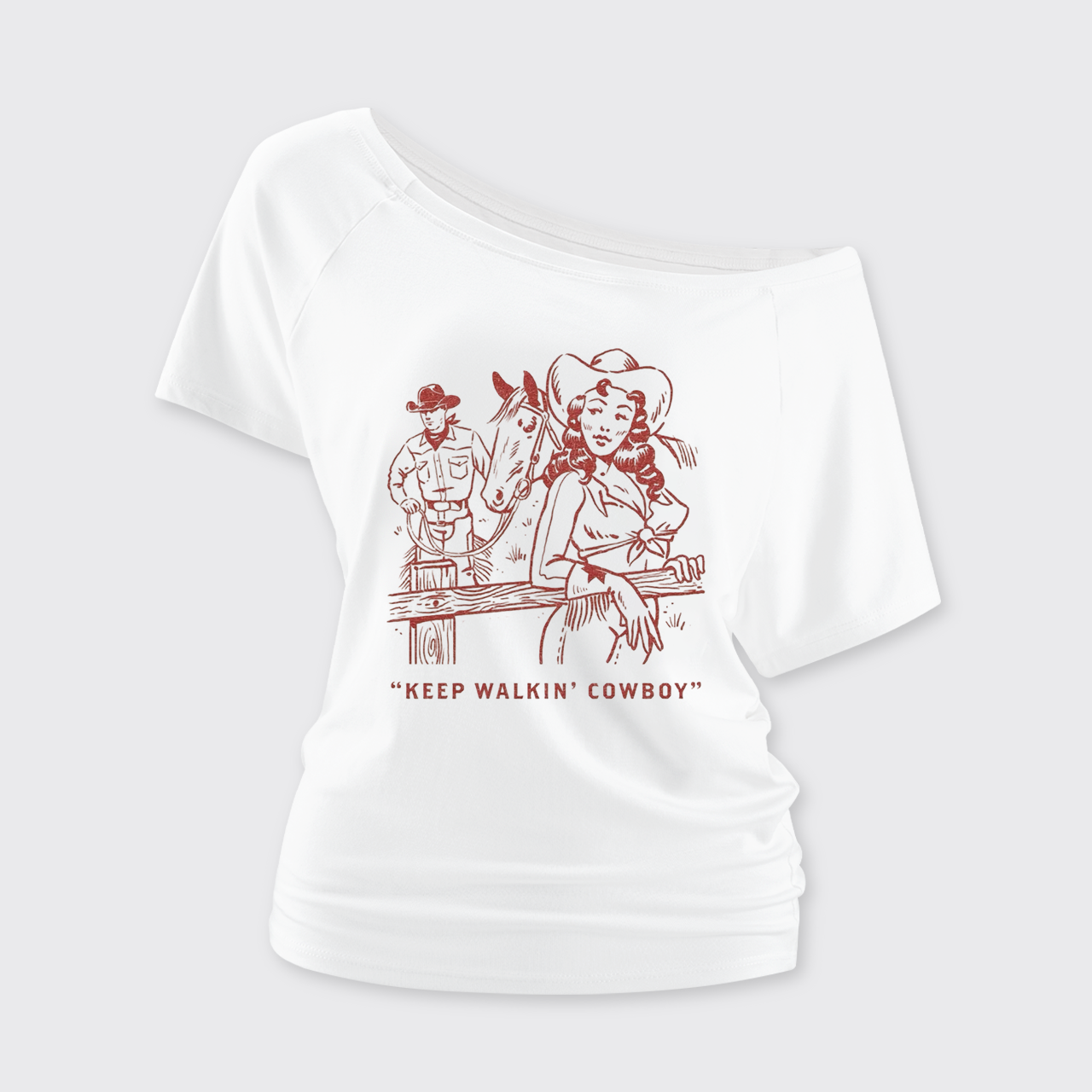 Keep Walkin' Cowboy Off Shoulder Top