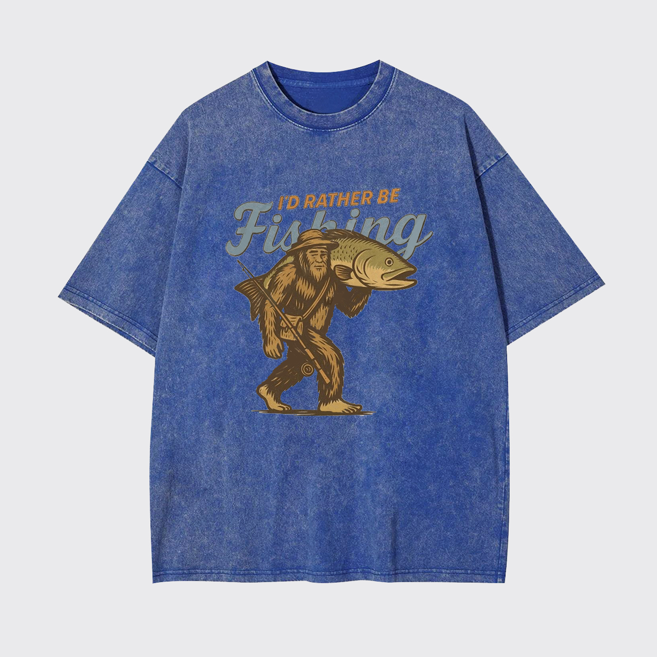 Funny Fishing Bigfoot Sasquatch Fisherman Garment-dye Tees