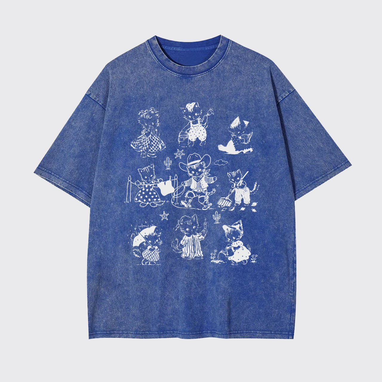 Retro Kitten Cute Garment-dye Tees