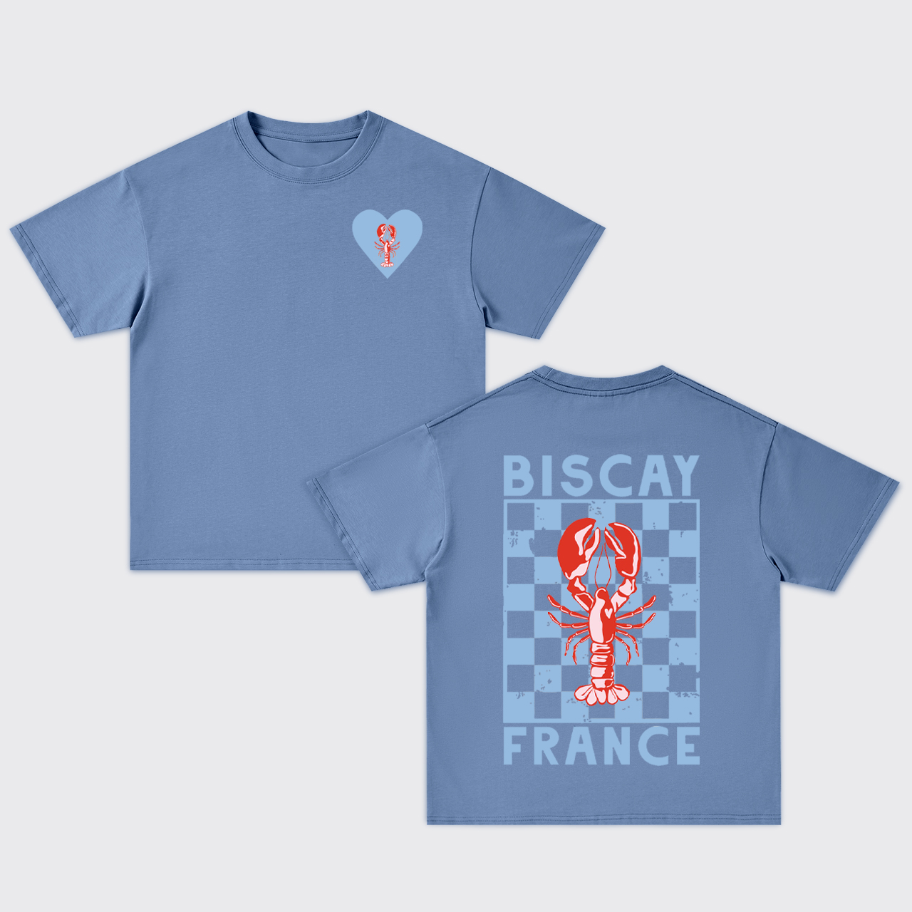 Blue Check Lobster Oversize T-Shirts