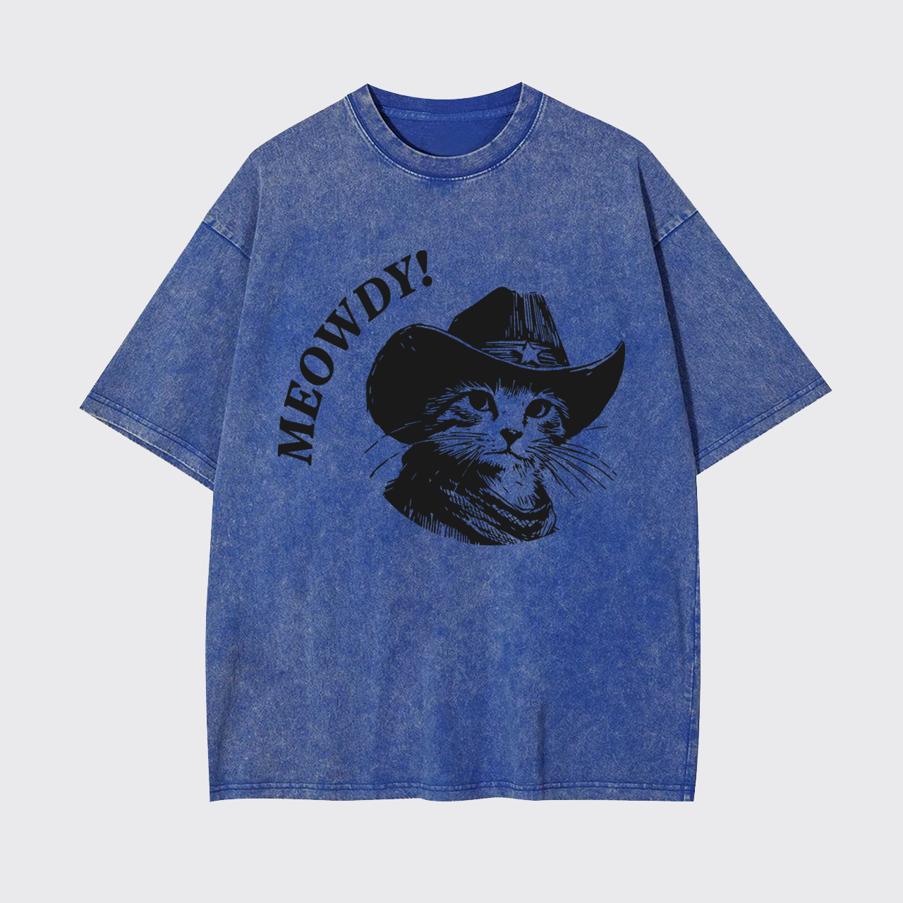 Meowdy Vintage Cowboy Cat Garment-dye Tees