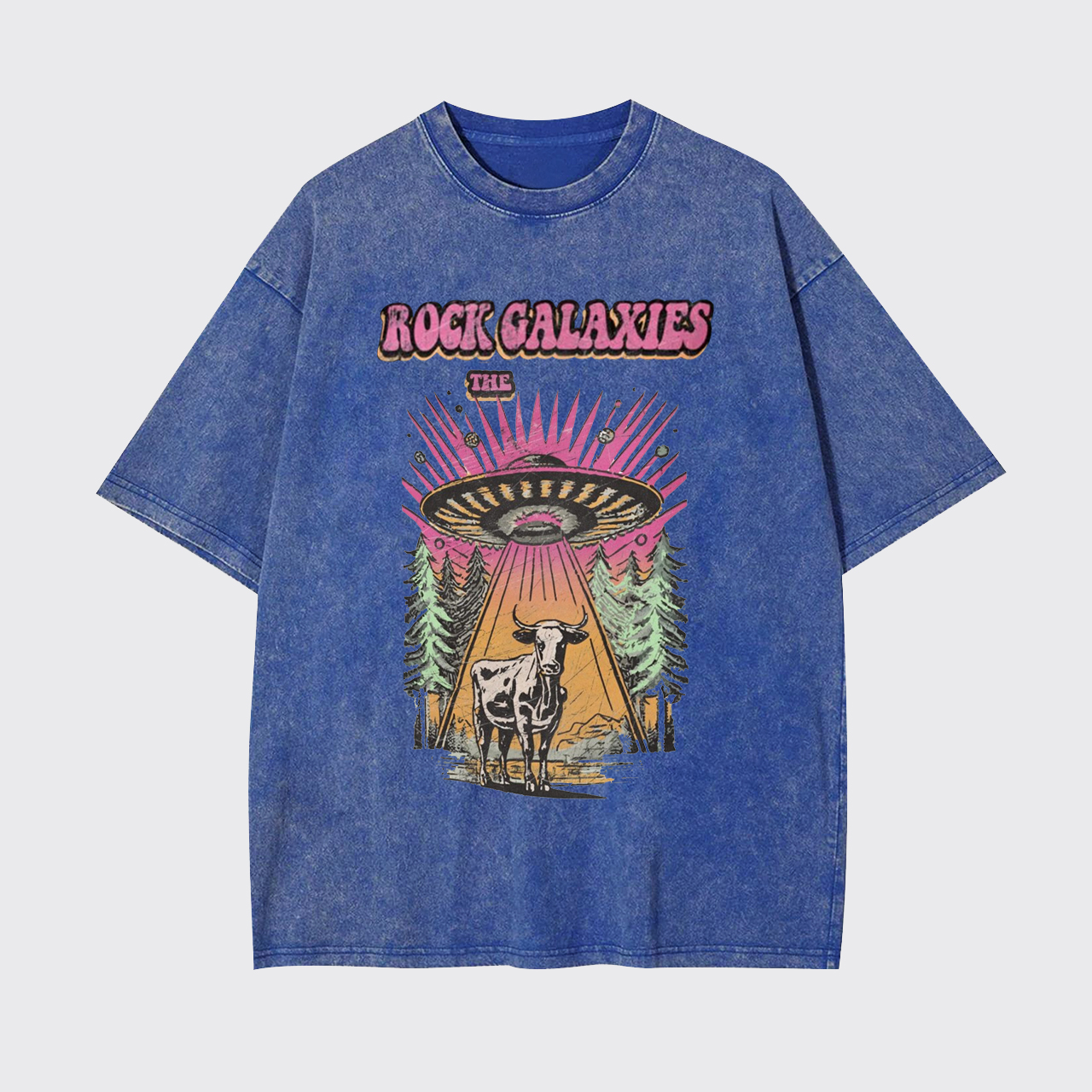 Retro UFO Cow Garment-dye Tees
