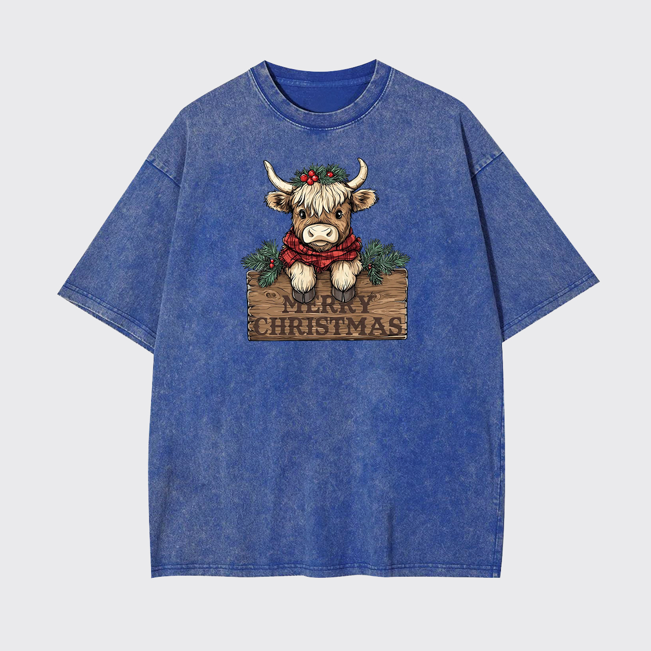Western Cow Merry Christmas Garment-dye Tees
