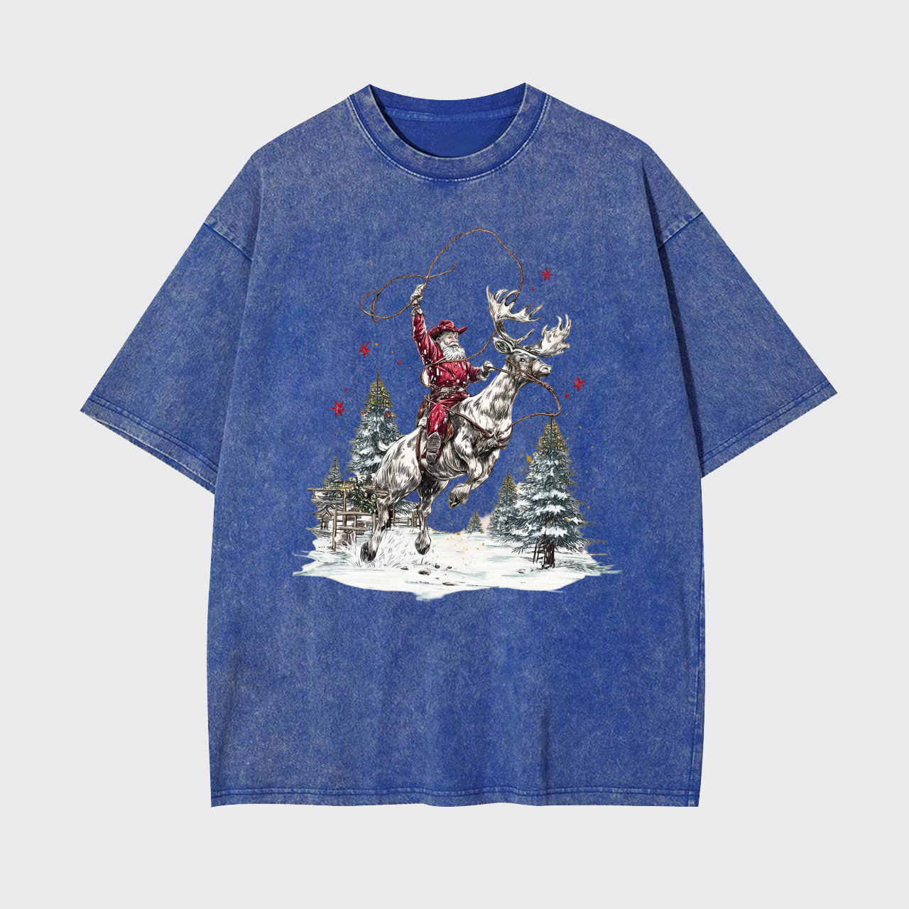 Retro Cowboy Santa Claus Garment-dye Tees
