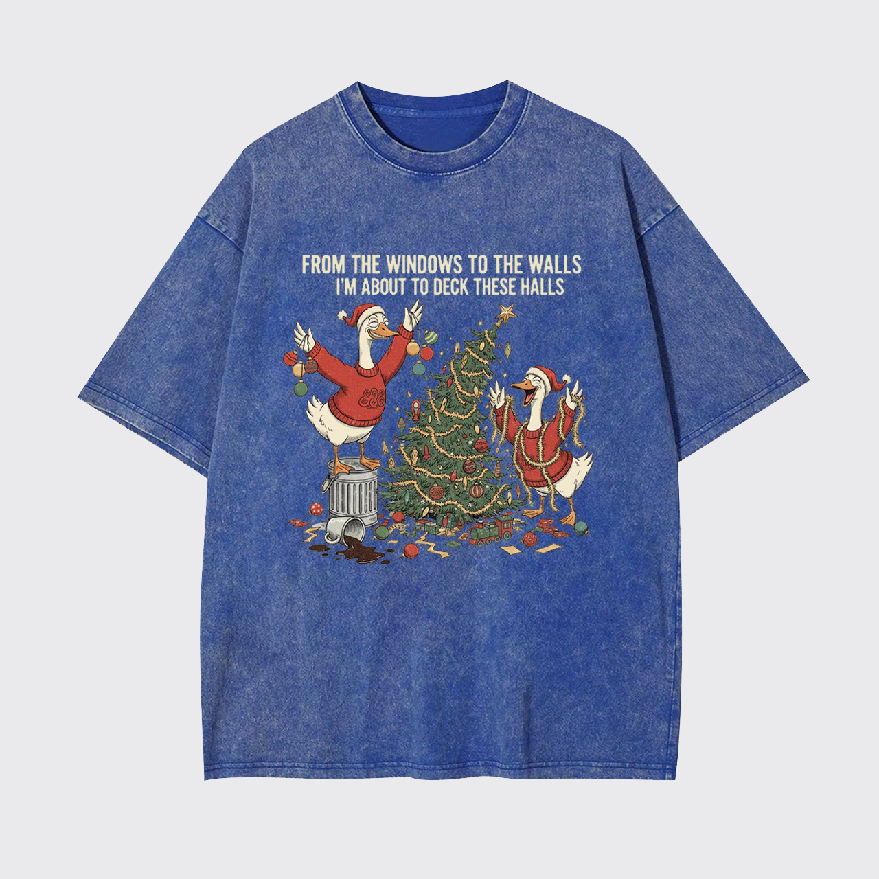 Funny Christmas Goose Garment-dye Tees