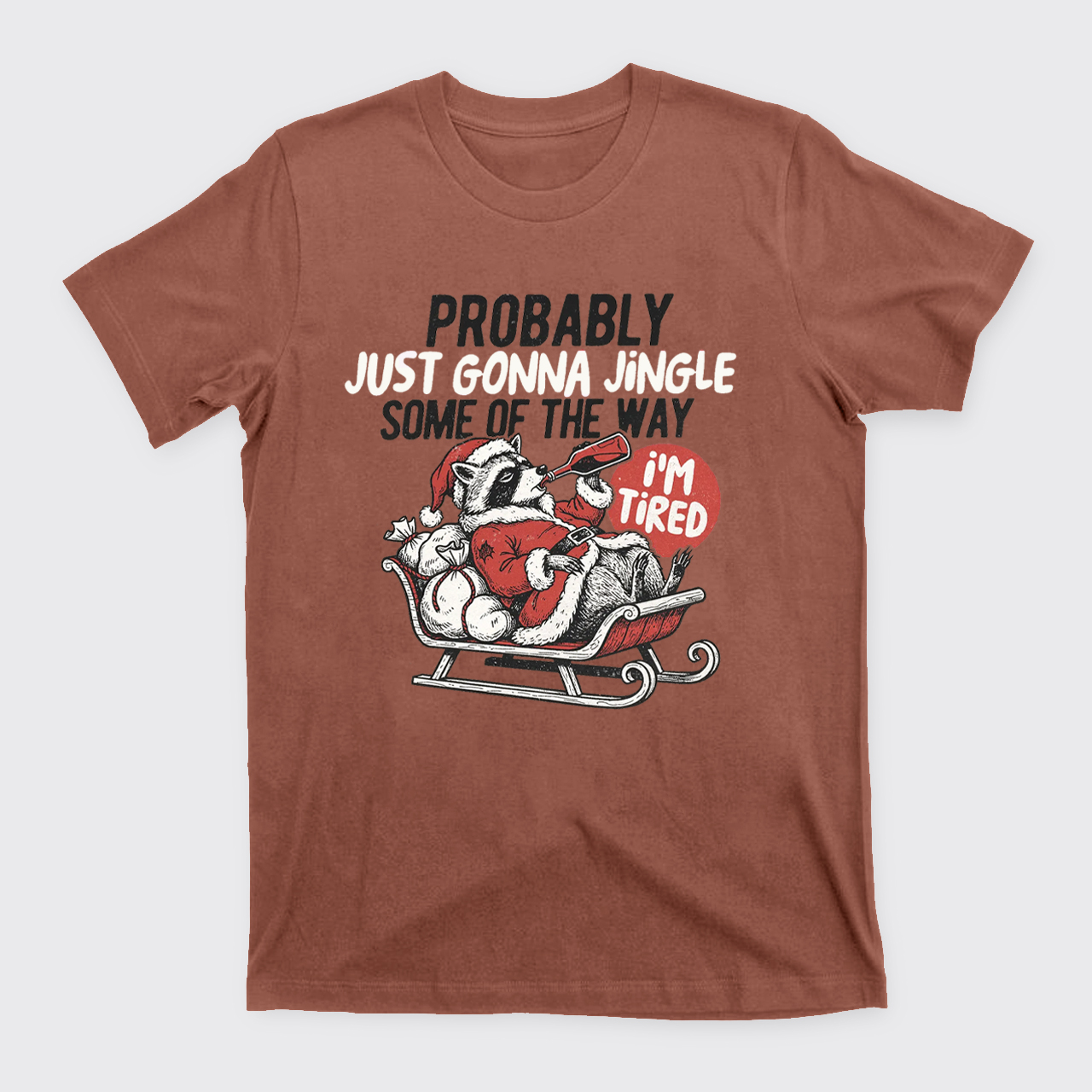 Humorous Christmas Tired Raccoon T-Shirts