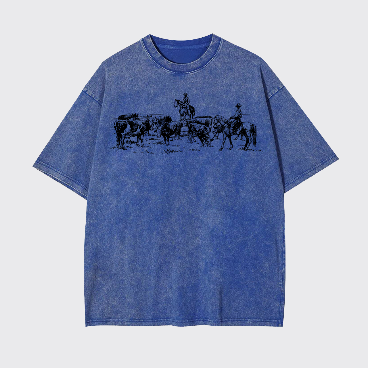 Cowboy Rodeo Western Horse Garment-dye Tees