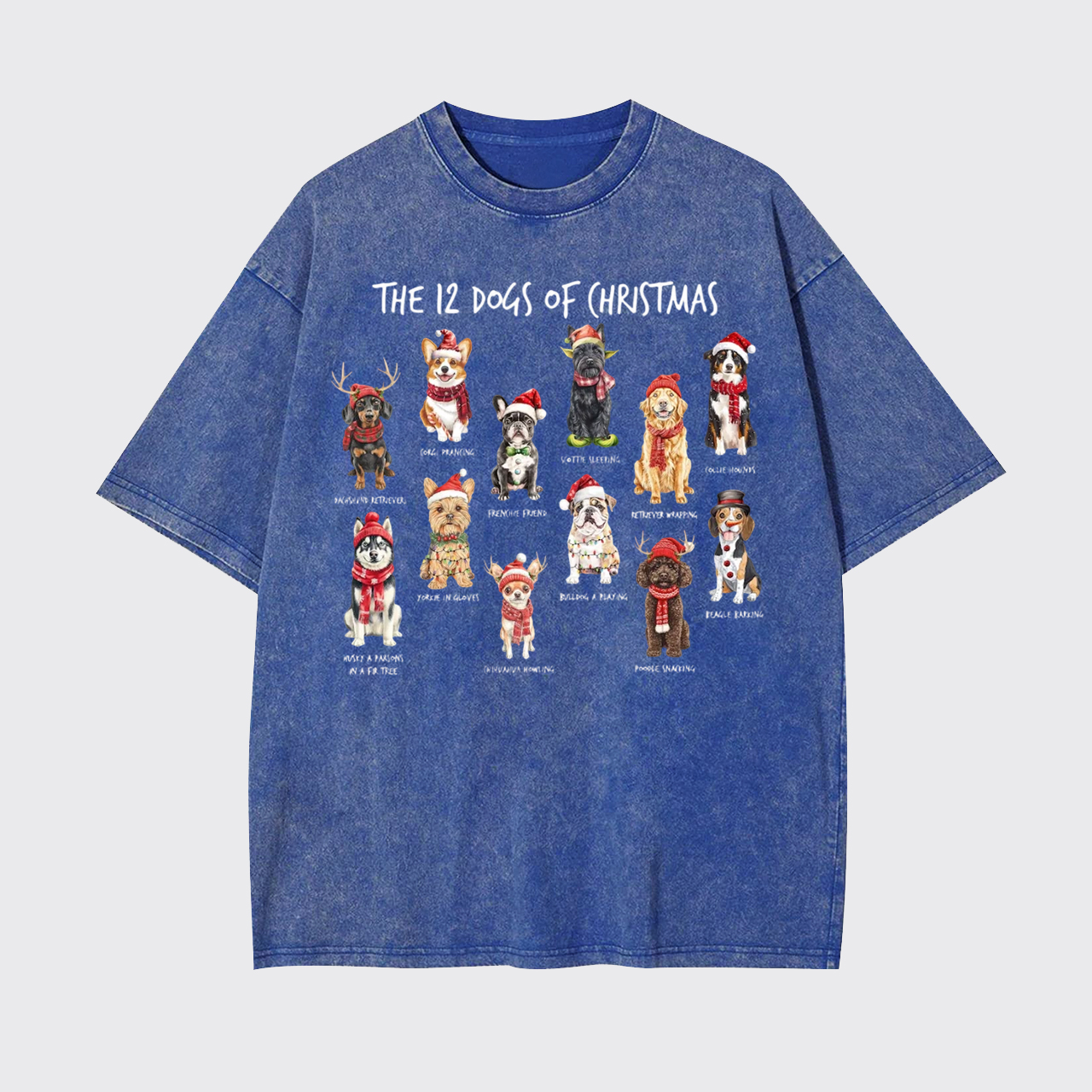 Retro 12 Dogs of Christmas Garment-dye Tees