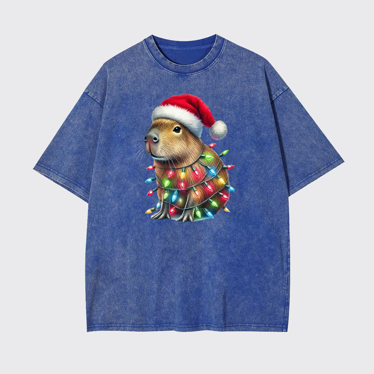Capybara Christmas Lights Garment-dye Tees