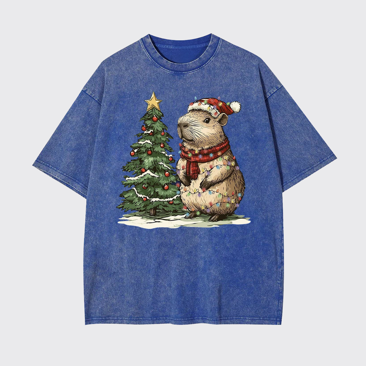 Capybara Christmas Tree Garment-dye Tees