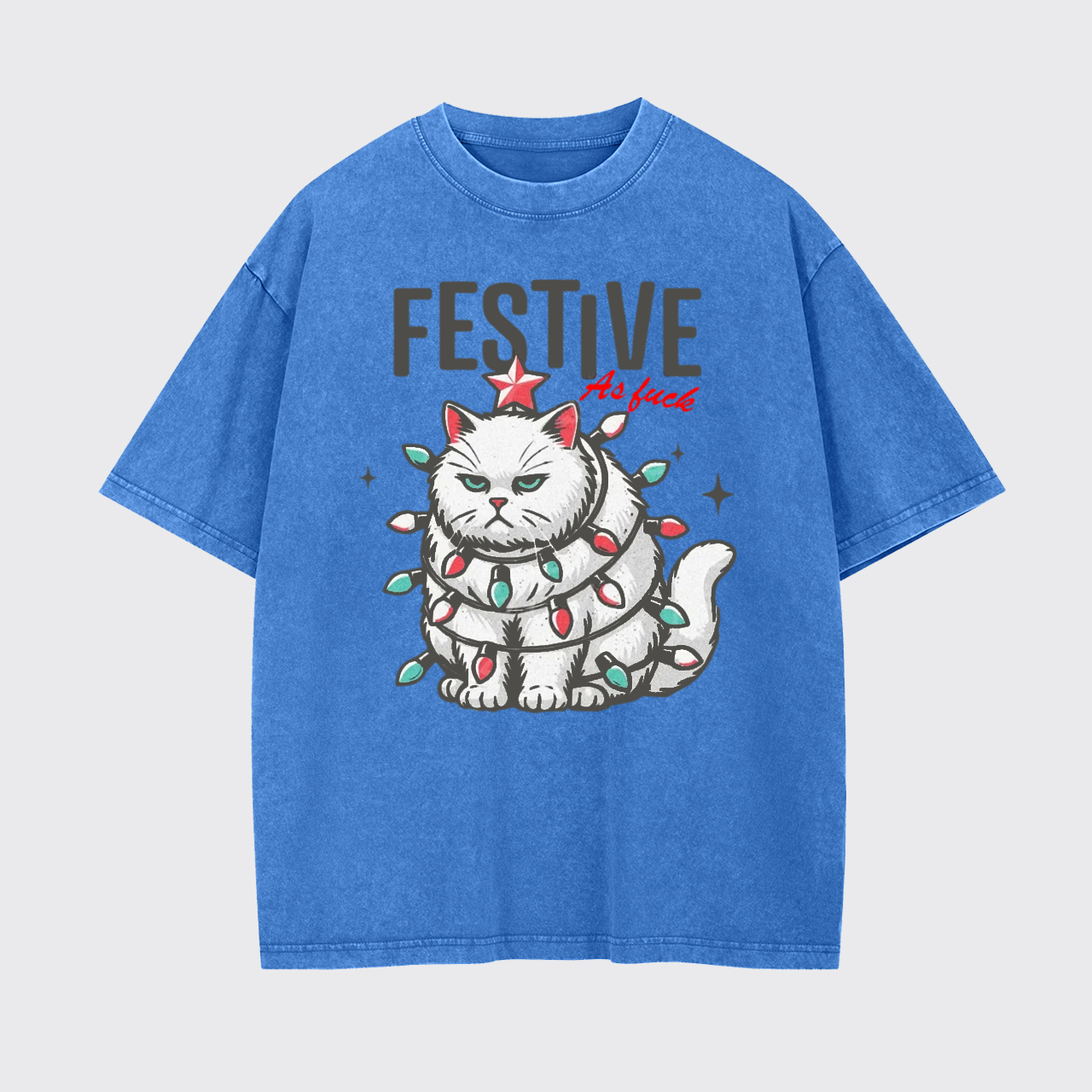 Funny Christmas Cat Sarcastic Holiday Garment-dye Tees