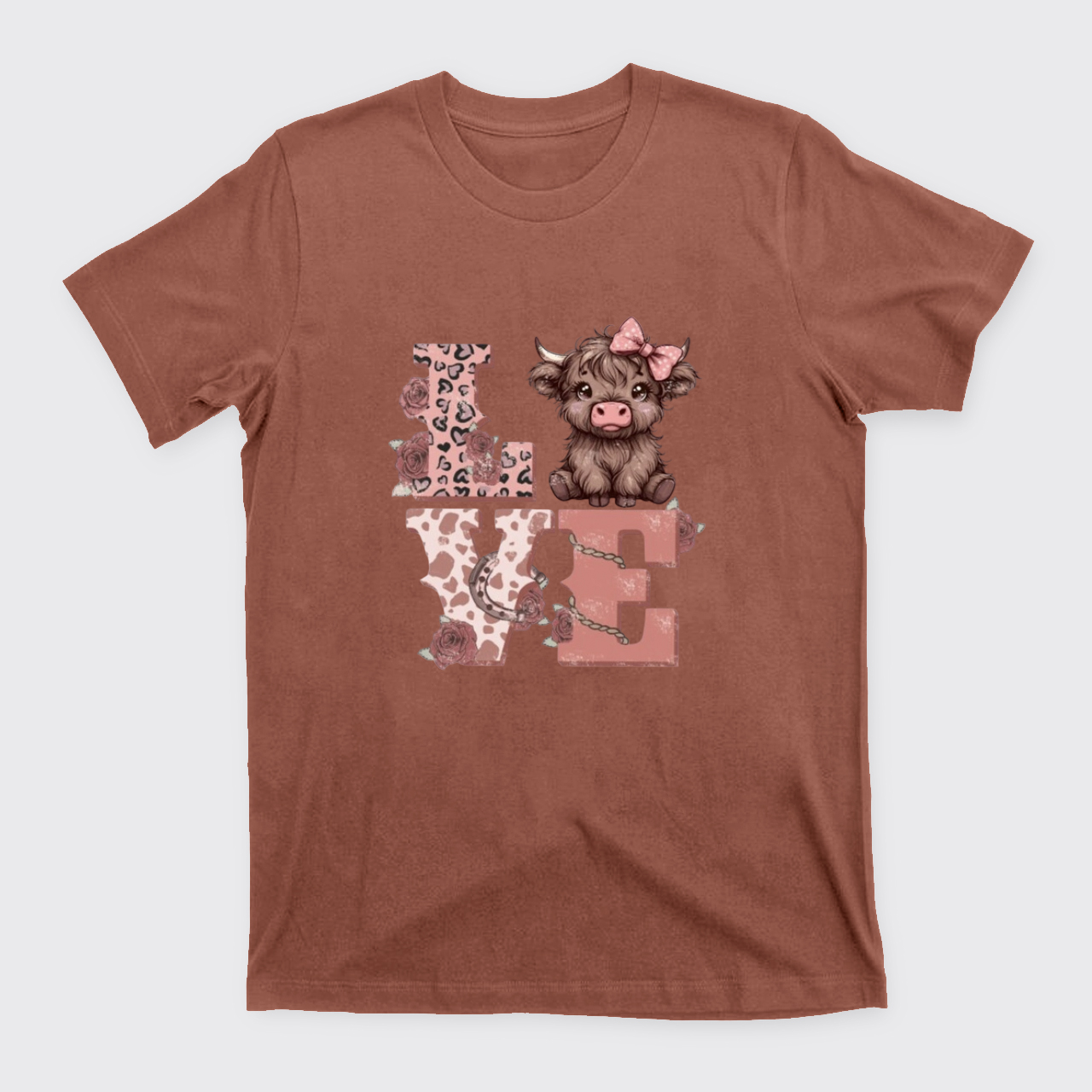 Valentines Highland Cow Love T-Shirts