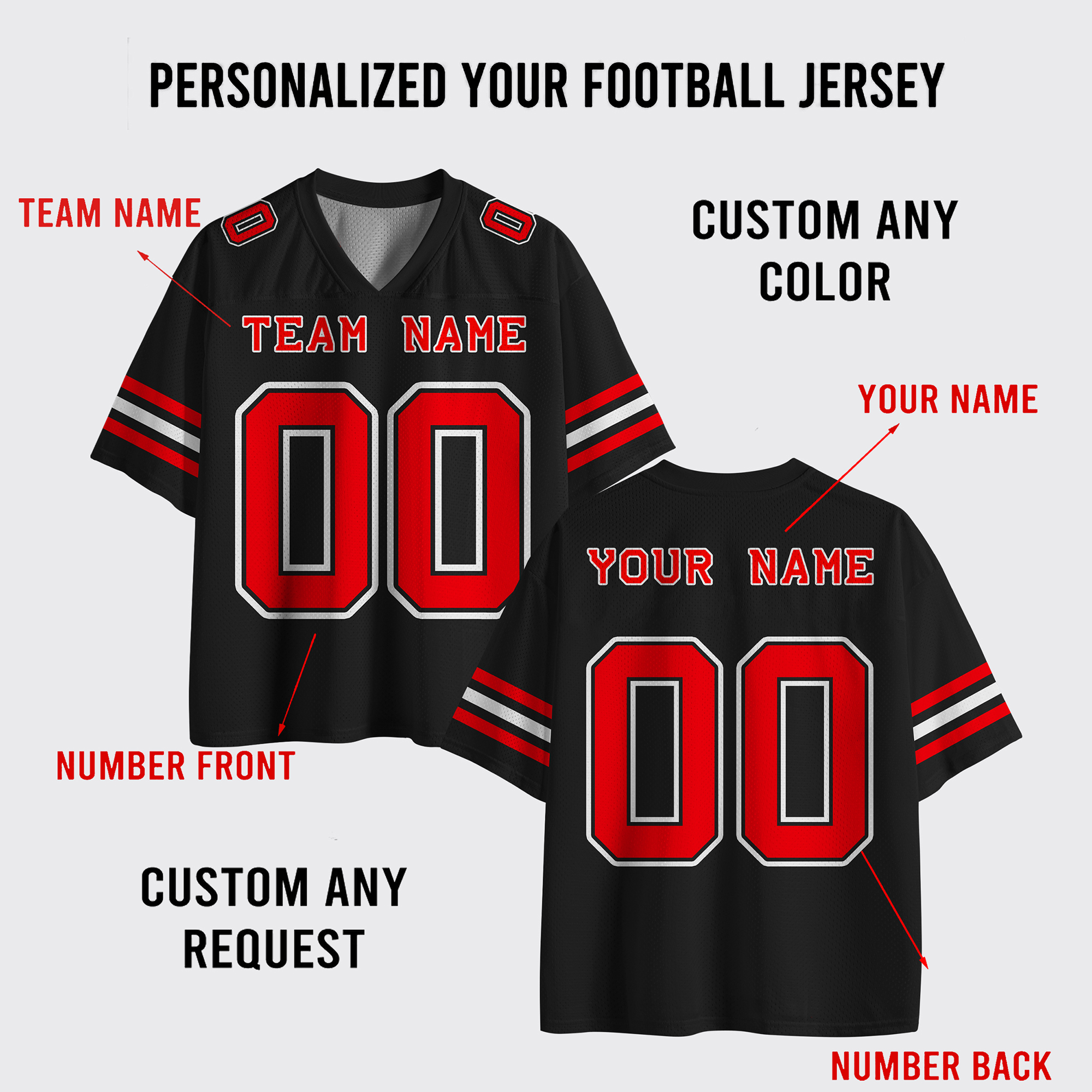 Personalized Football Name Number Team Mesh Jersey