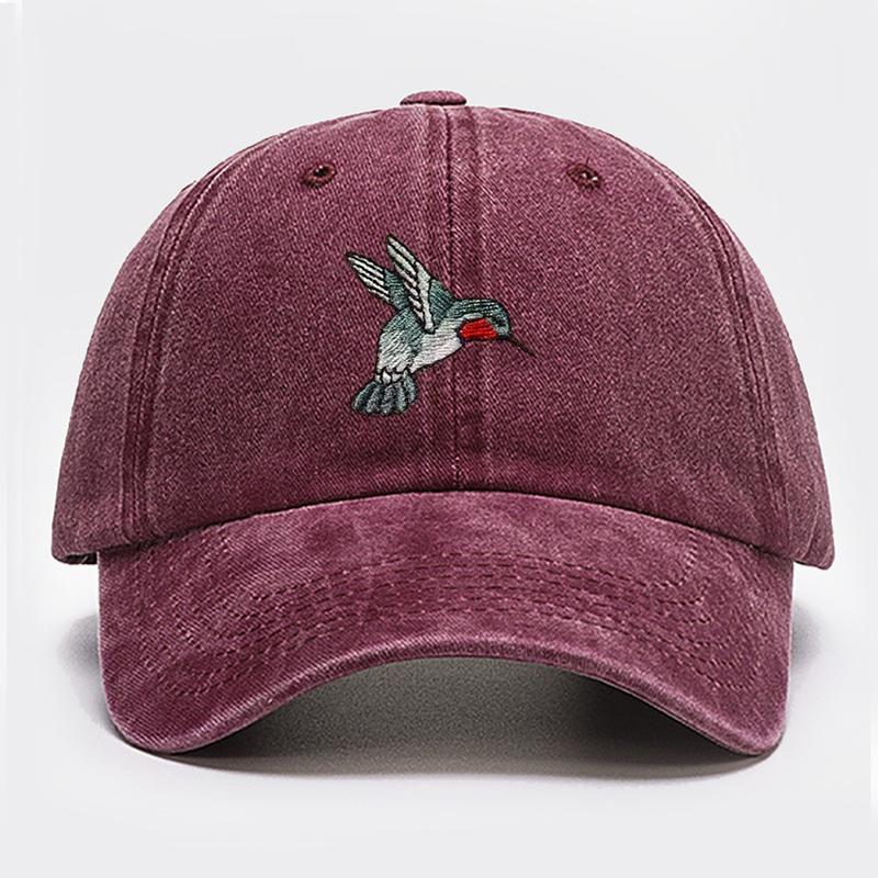 Embroidered Hummingbird Baseball Cap