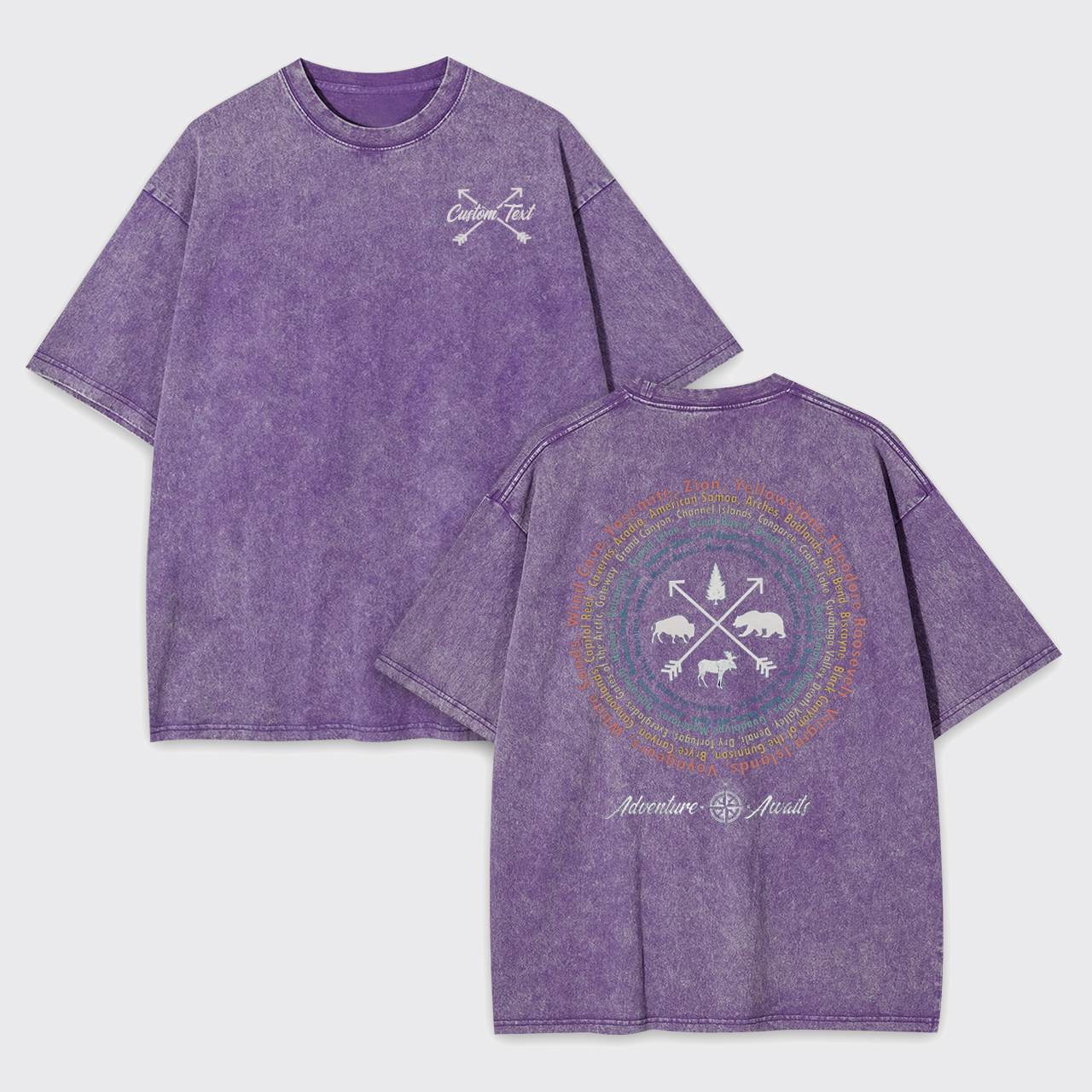 Personalized Compass And 63 National Park Garment-dye Tees
