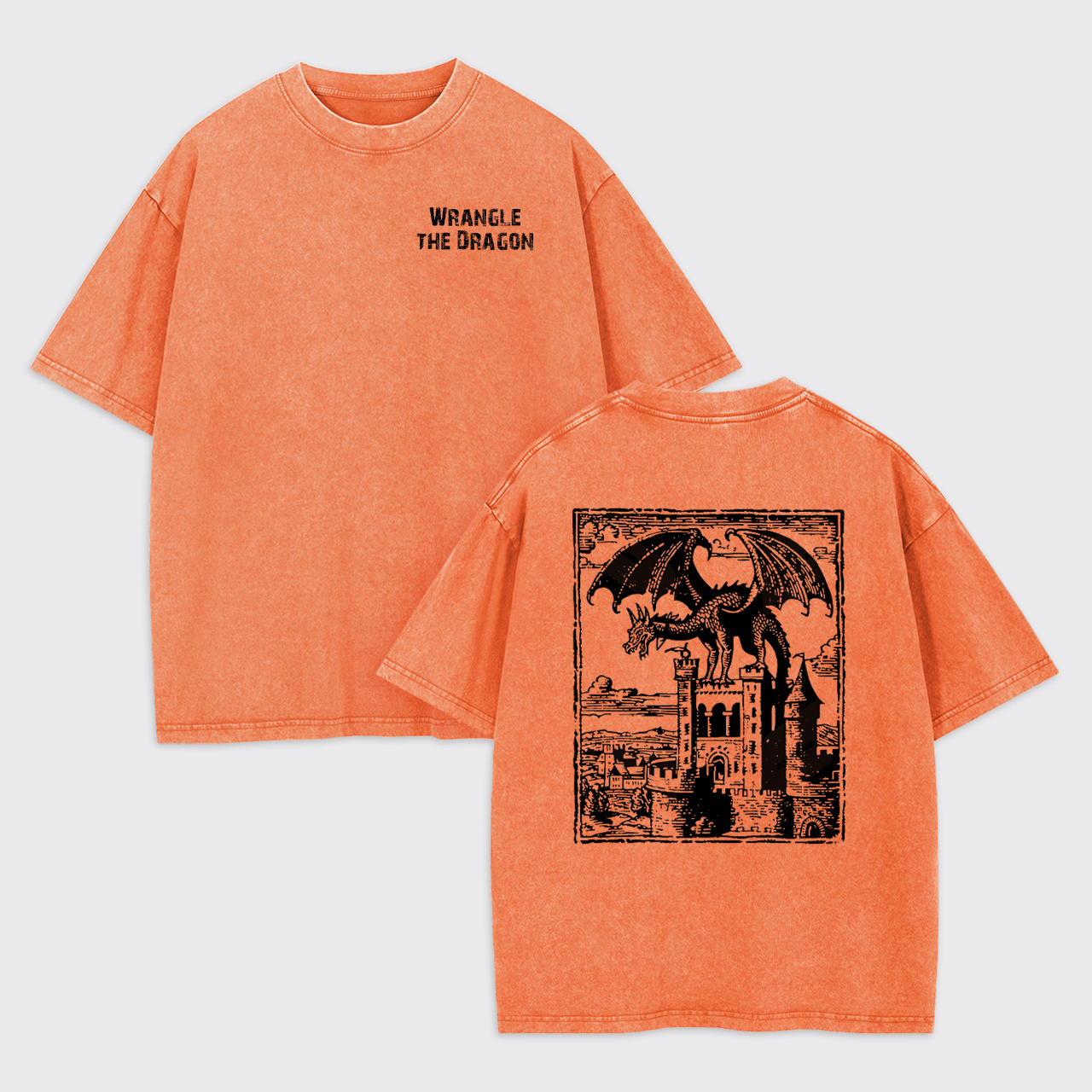 Retro Medieval Wrangle The Dragon Garment-dye Tees